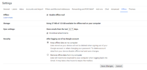 Enable gmail offline mode