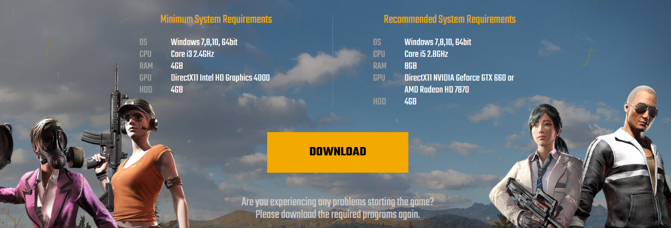 Minimum Requirement for PUBG for PC