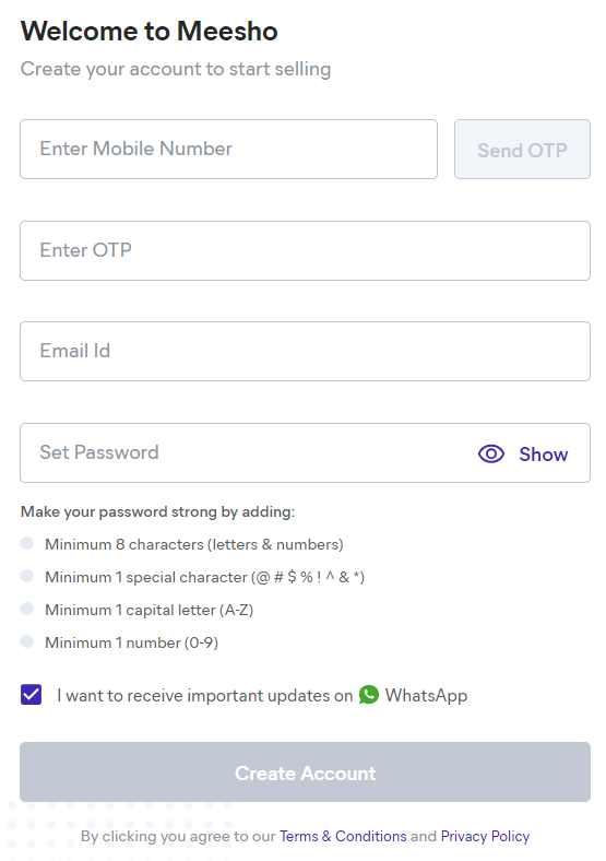 Meesho Seller Login